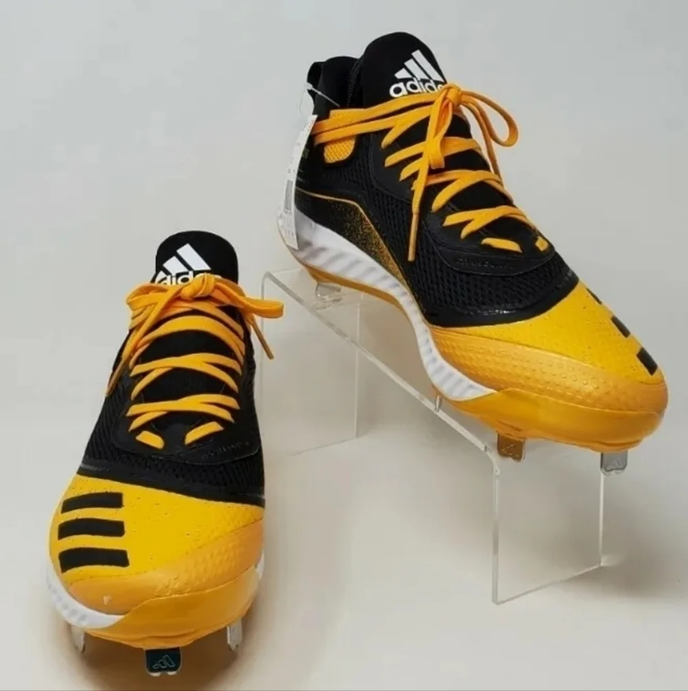 Adidas Icon V Bounce Cleats Baseball Shoes Yellow Black G28251 Men's Sz 14 New